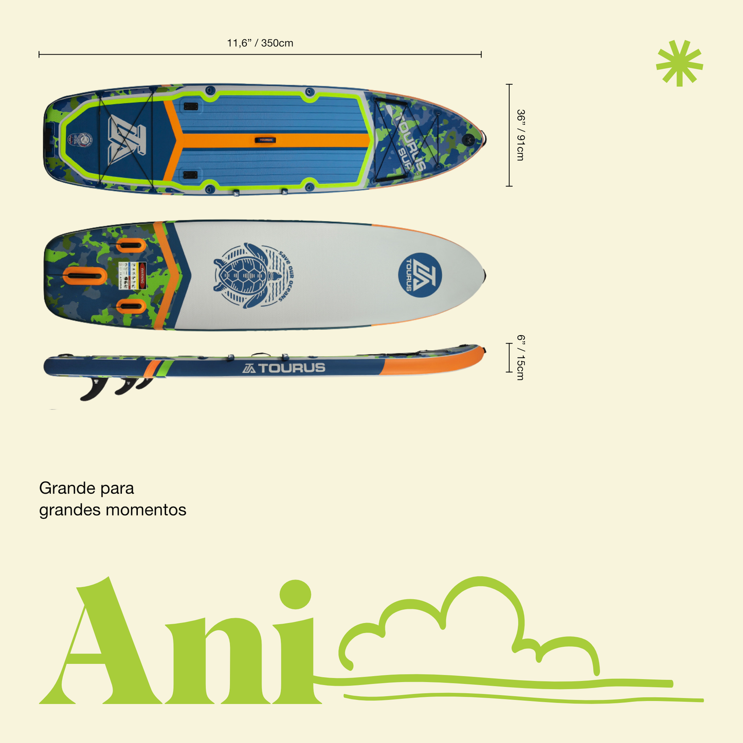 ANI 11'6" Tabla SUP Inflable Utility Fishing